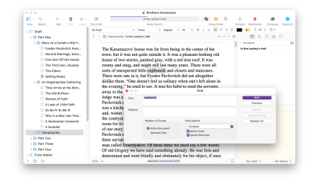 Find and Replace Text in Your Scrivener Projects