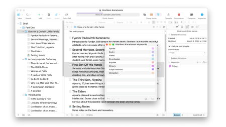 Use Keywords to Manage your Scrivener Projects