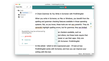 Check Grammar in Your Scrivener Projects with ProWritingAid