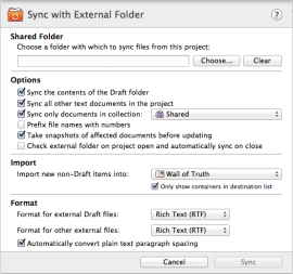 External Folder Sync settings