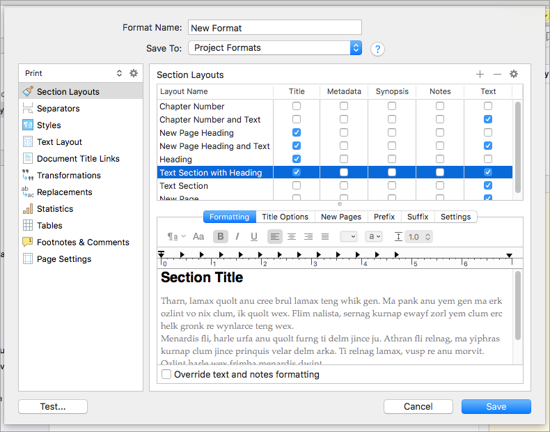 how to set font and spacing in scrivener for pc