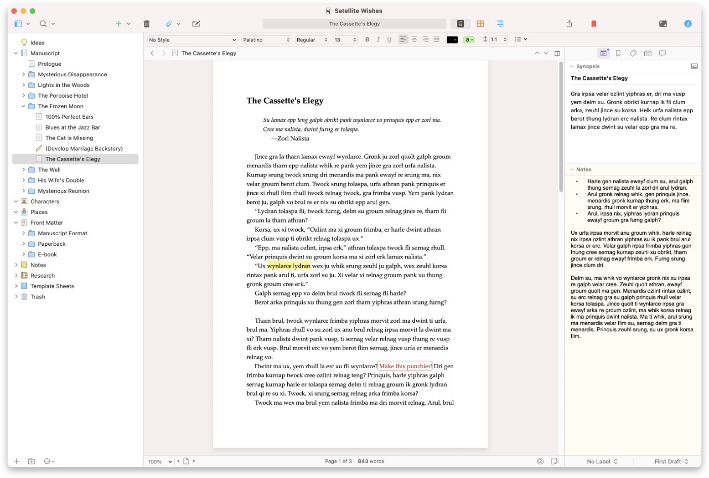 Scrivener's page view.
