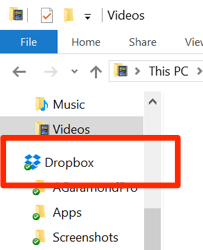 Dropbox folder on Windows